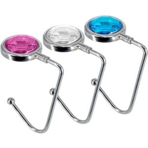 Rhinestone Purse Handbag Hook Hanger for Table Desk 3 Pack -White Pink Blue